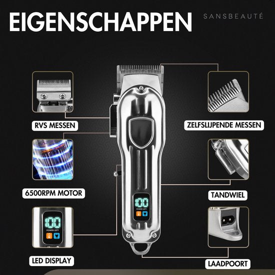 Tondeuse professionnelle sans fil + cape de barbier - Tondeuse pour hommes - Sansbeauté® - Cheveux Hair - Tondeuse à cheveux - Machine à cheveux pour coiffeurs - Tondeuse à cheveux - Tondeuse à barbe - Appareil de coupe - Barber Hair Clipper - Barber Trim