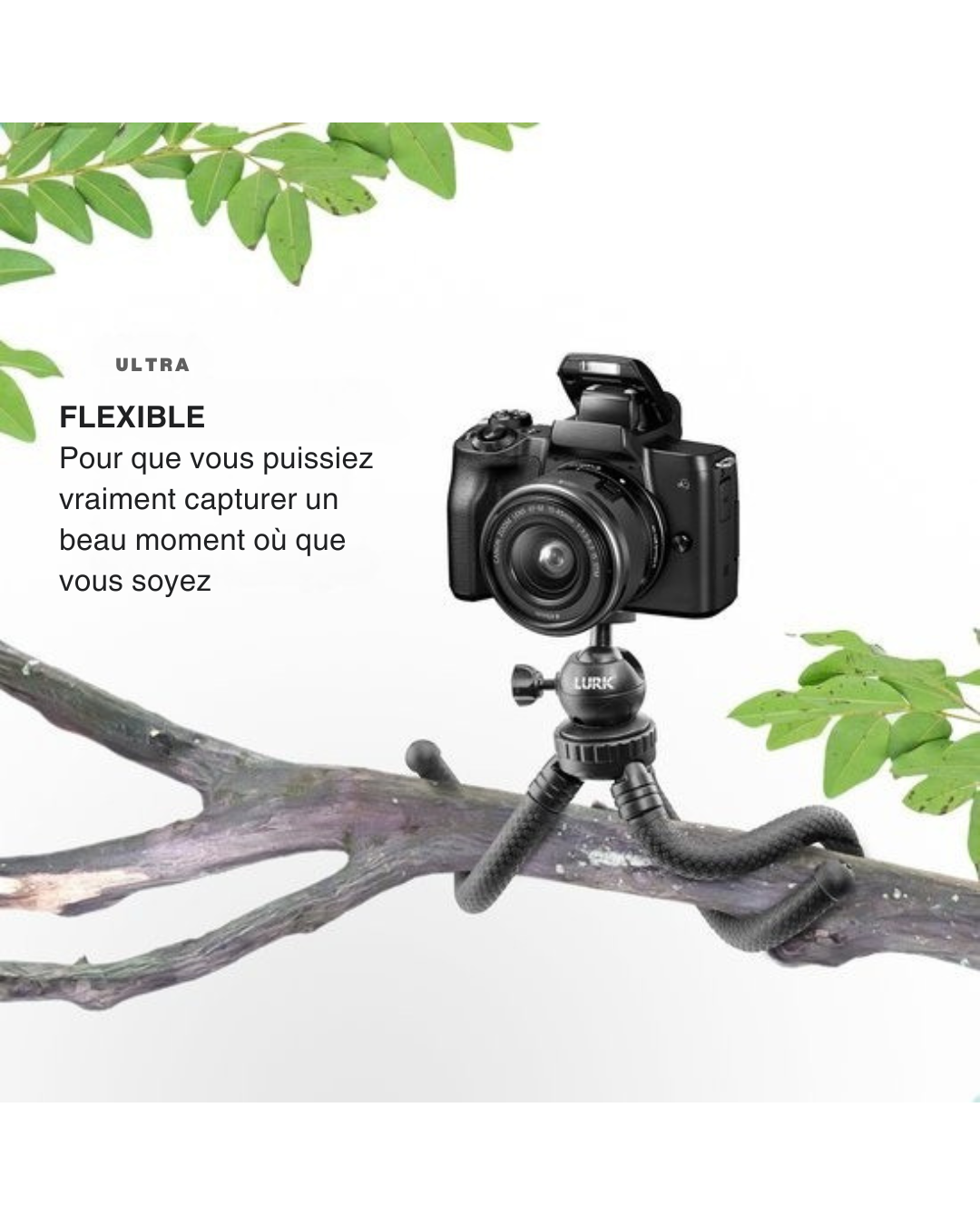 LURK® 3 in 1 Flexible Octopus Tripod trépied pour smartphone et caméra (d'action) - Comprend une pince pour téléphone et une télécommande bluetooth - 25 cm