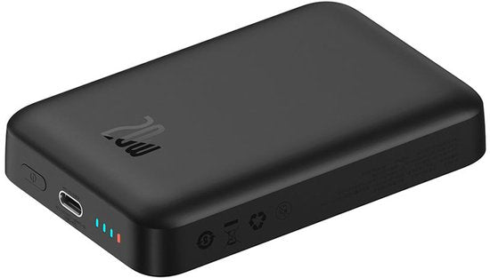 Batterie externe Baseus Mini 10 000 mAh, noire | Compacte, compatible MagSafe et recharge rapide | USB-C 20 W | Compatible avec l'iPhone d'Apple et d'autres smartphones