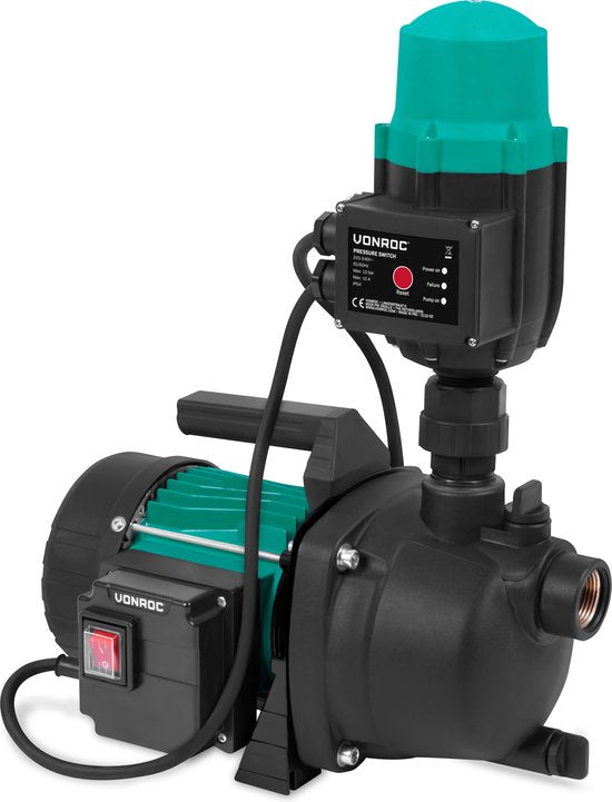 Pompe d'hydrophore VONROC - automatique - 800W - 3300l/h - Avec pressostat - Protection contre la marche à sec - Pour arroser et eau domestique - bleu