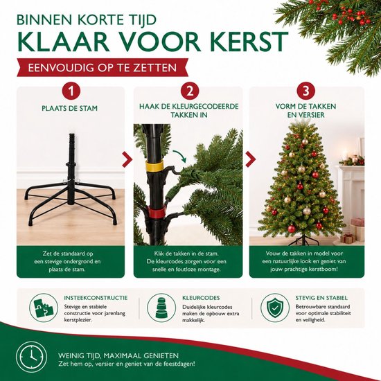 Sapin de Noël Triumph Tree Tuscan - Sapin artificiel d'aspect naturel avec codes couleur - Décoration de Noël d'intérieur sans entretien - Structure à emboîter - 120 x 81 cm - Vert