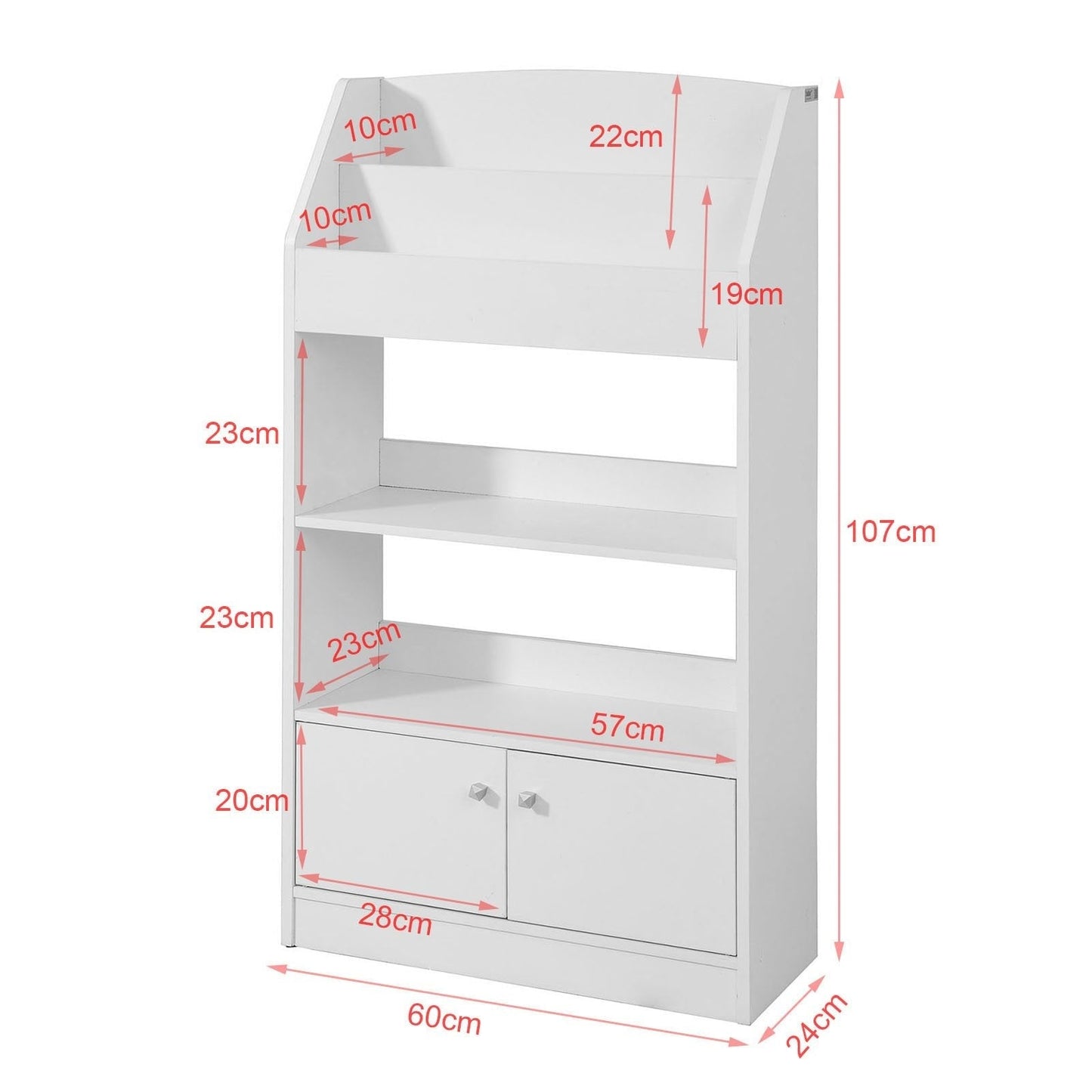 SoBuy KMB11-W Meuble de rangement avec étagère - MDF - 60 x 24 x 107 cm - Blanc