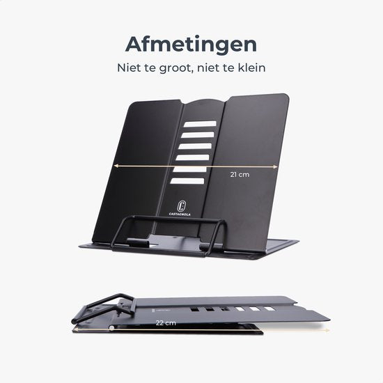 Castagnola Support de livres ajustable - Support de livres avec 6 supports - Support de livres en métal - Support antidérapant pour tablettes - Livres de cuisine et de lecture