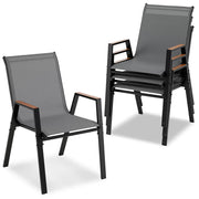 Ensemble de 4 chaises de jardin empilables Coast – Chaises de balcon avec accoudoirs 56 x 66 x 88 cm – Gris