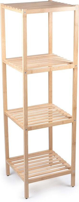 alpina Etagère de salle de bain 4 couches - Meuble de salle de bain - 32x33x108,5cm - Bambou
