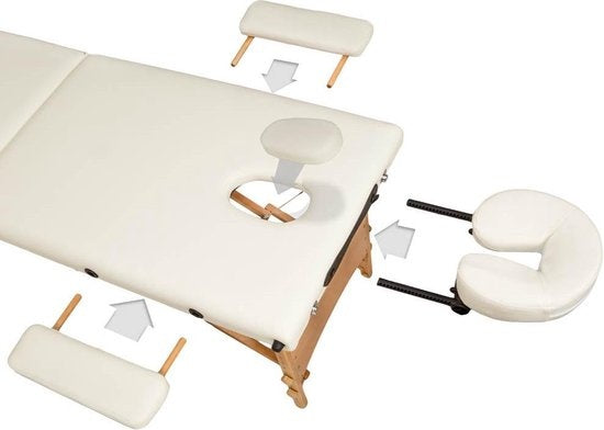 Table de massage mobile tectake® - 3 zones - 5 cm d'épaisseur - sac de transport noir inclus - beige