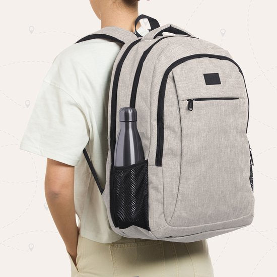TRVLMORE Sac à dos - 36L - 17.3 Inch - Sac à dos pour ordinateur portable avec USB - Cartable - Homme et Femme - Sac Champagne