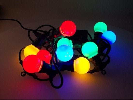 Lumières de fête 10 ampoules LED colorées - 8 fonctions lumineuses