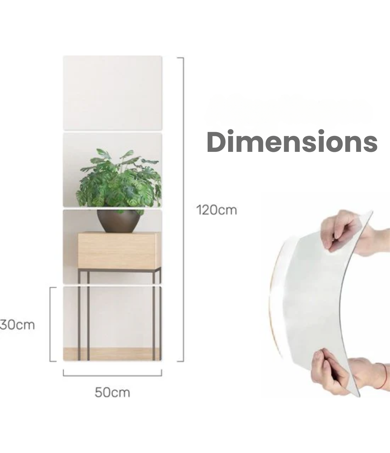 Miroir adhésif XL - Luft - 30x50 - 4 pièces - Miroirs adhésifs - Salle de bain - Autocollant