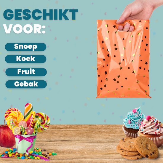 Feestio Sacs à partager 100 pièces - 17 x 25 cm - Sacs à bonbons - Sacs à friandises Fête d'enfants - Sacs à cadeaux - Anniversaire