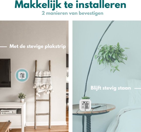 Ease Electronicz Hygromètre - Station météo - Humidimètre - Thermomètre pour l'intérieur - Pile et bande adhésive incluses