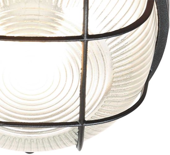 Plafonnier Lisanne 1342ZW | Métal noir et abat-jour en verre | Ø 17 cm, hauteur 8 cm | Mexlite | Design tendance pour l'intérieur