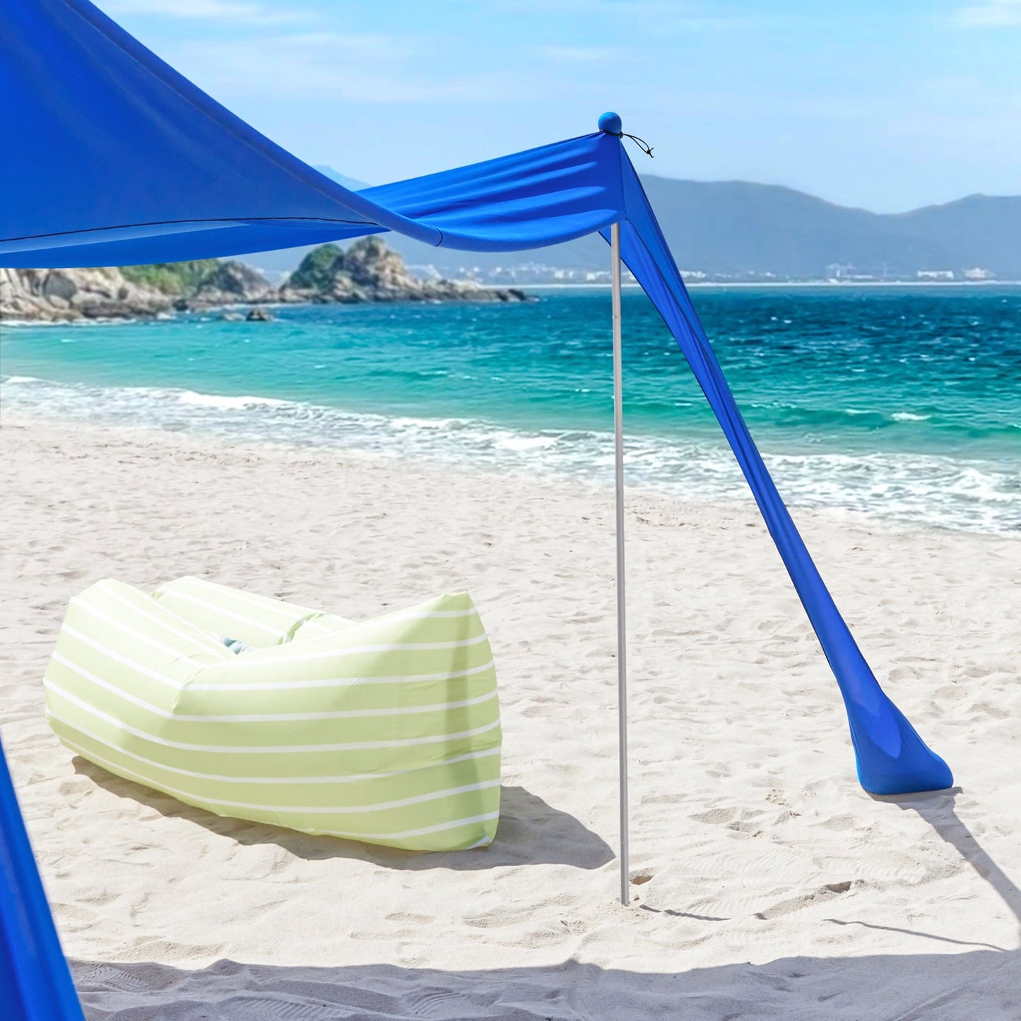 SoBuy OZT02-DB Tente de plage 400x400x200 cm - Bleu roi - Lycra Polyester - UPF 30 - Tente de plage portable avec sac de transport