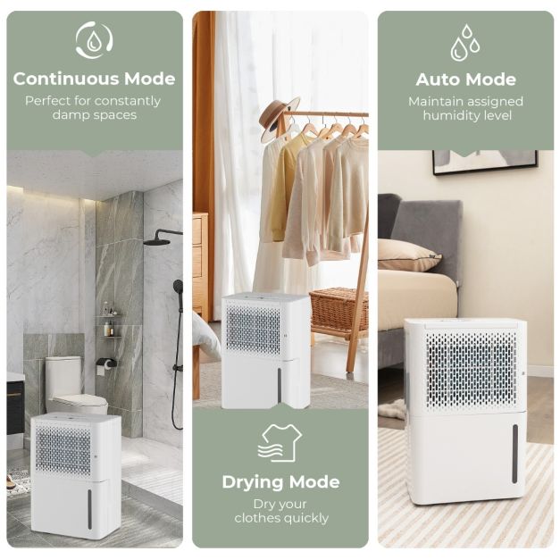 Déshumidificateur Coast - Jusqu'à 15 m² - 240V - 42 dB - Réservoir 2.2L - 27 x 20.5 x 40.5 cm - Blanc