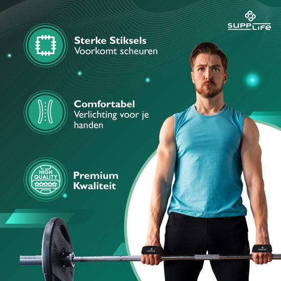 Supplife Lifting Straps - Sangles d'haltérophilie - Salle de sport - Poignées / Crochets de levage - Fitness, Powerlifting, Crossfit et musculation - Entraînement - Sangles pour soulevé de terre - Noir