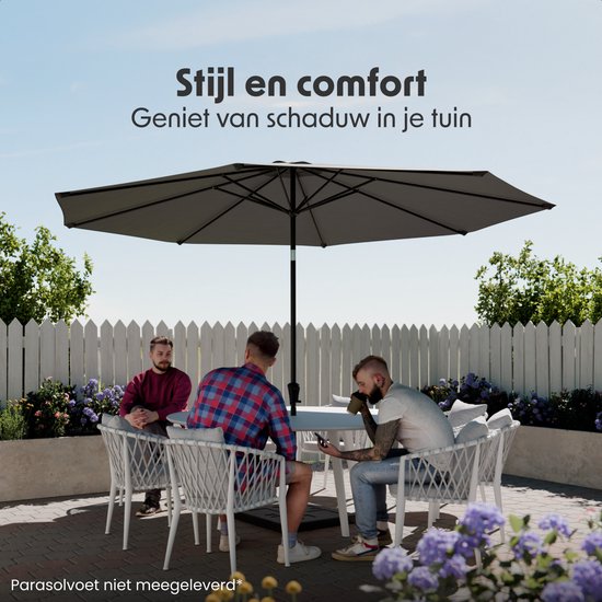 LifeGoods Parasol - Jardin - Ø350 cm - 30° inclinable - Imperméable - UPF50+ - Gris foncé