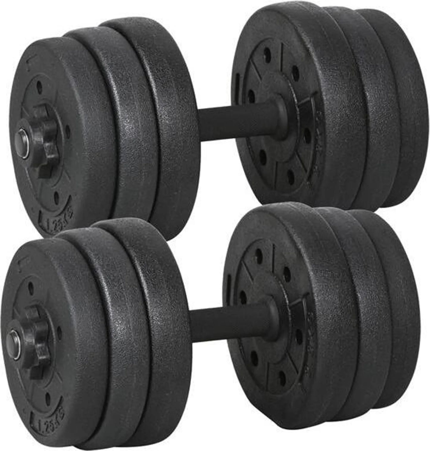 Yaheetech Jeu d'haltères réglable 20 kg - 39 x 2,5 cm - avec 12 disques de poids, poignée antidérapante et verrouillage de la tige pivotante - pour la musculation et l'utilisation à domicile - plastique noir et béton