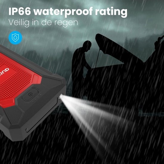 Auronic Jumpstarter - 12V - 600A - 7200 mAh - Lumière LED - Rouge/Noir