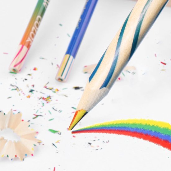 Partizzle 30x Crayons de couleur arc-en-ciel - Cadeaux de distribution de crayons - Grabbelton Crafts Treat Gifts - Apprentissage créatif du dessin et du coloriage - Pour enfants et tout-petits/adultes