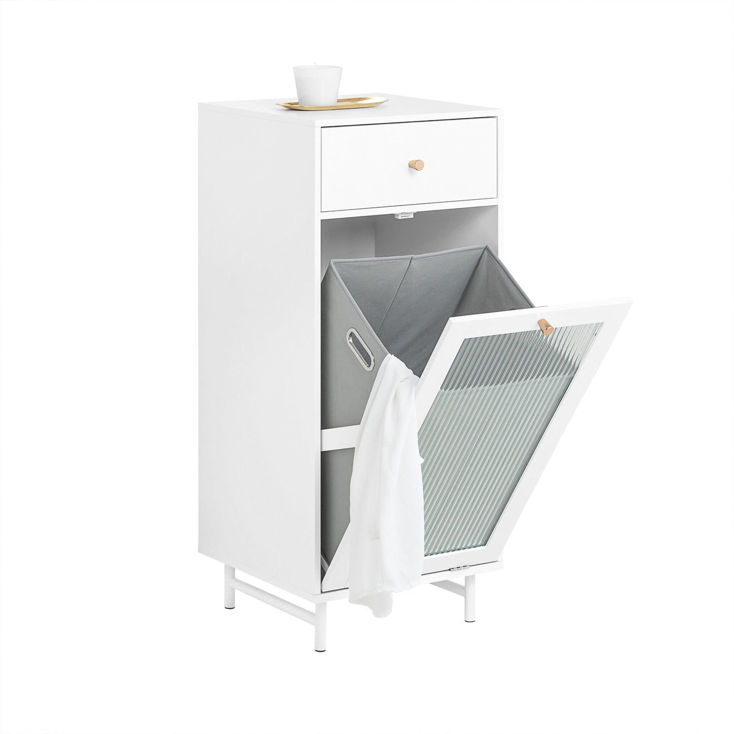 SoBuy BZR116-W Armoire à linge avec tiroir - Panier à linge amovible - 40x40x96 cm - Blanc