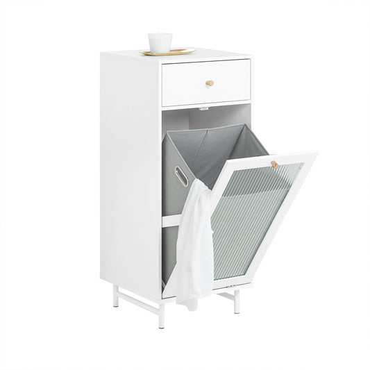 SoBuy BZR116-W Armoire à linge avec tiroir - Panier à linge amovible - 40x40x96 cm - Blanc