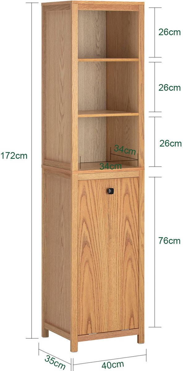 SoBuy BZR95-N Meuble de salle de bain - Meuble haut en bois composite avec étagères et panier à linge