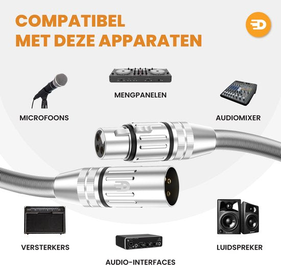 Câble XLR Drivv. Premium - Câble de microphone - Mâle vers femelle 3 broches - 3 mètres - Argent