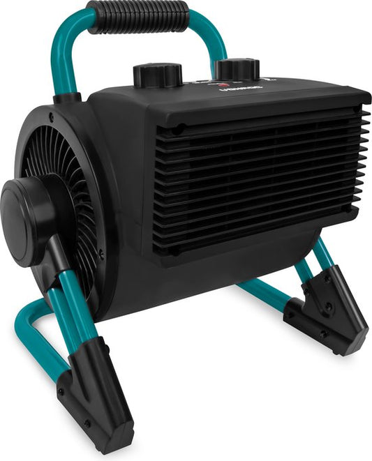 Chauffage électrique VONROC PRO- soufflant - chauffage d'atelier - 1350W/2000W - céramique - 3 réglages - thermostat - 900 inclinable - 20m2 - noir