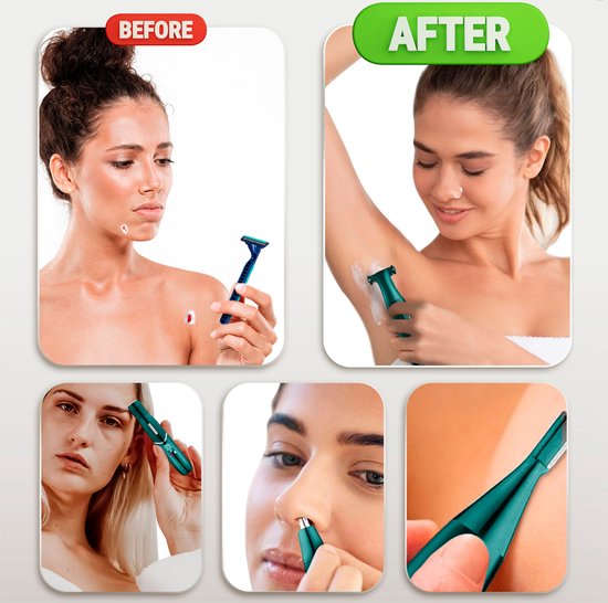 Tondeuse bikini 4 en 1 + sac de voyage - Sansbeauté® - Visage - Aisselles - Jambes - Maillot - Tondeuse à sourcils - Epilation visage femmes - Zone intime - Ladyshaves Bikini - Epilateur électrique