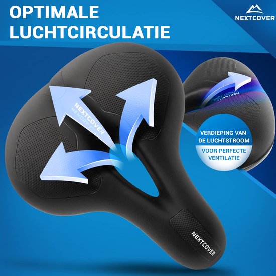 Selle de vélo Nextcover - Airflow - Ergonomique - Mousse à mémoire de forme - Noir