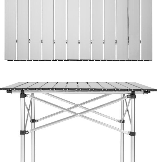 tectake® - Table de camping - Pliante - Sac de transport inclus - 70 x 70 cm - Gris