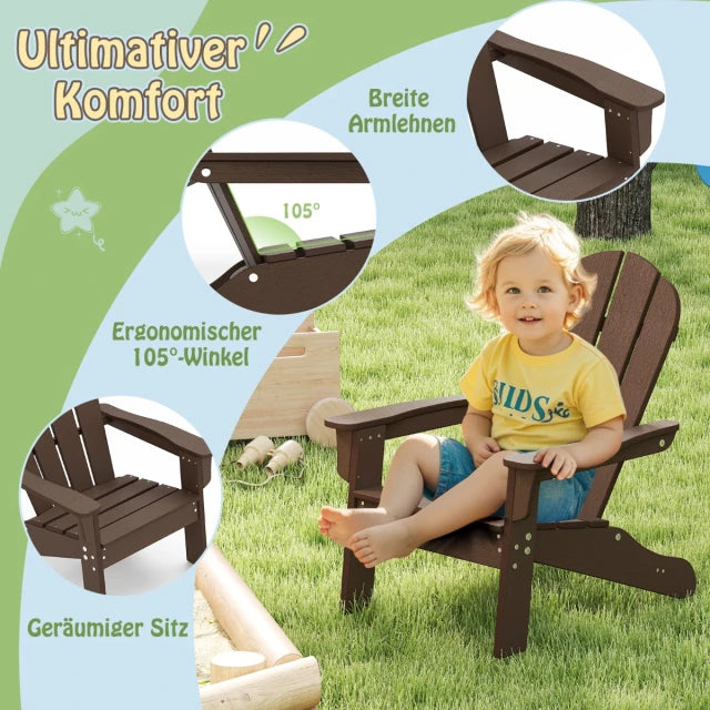 Chaise de jardin pour enfants Coast Brown - HDPE Chaise de relaxation avec dossier ergonomique - 53,5 x 52 x 64 cm