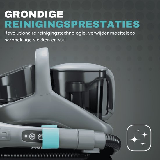 Achaté Nettoyeur de taches 5 en 1 Pro - Fonction vapeur et eau chaude - 1300 W - 45,5 x 38,8 x 33 cm - Gris