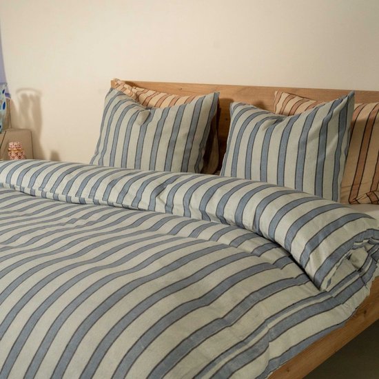 Housse de couette Kayori Mala en flanelle - 260 x 200-220 + 2 taies d'oreiller - Ultra-douce et isolante - Lit jumeaux - Bleu