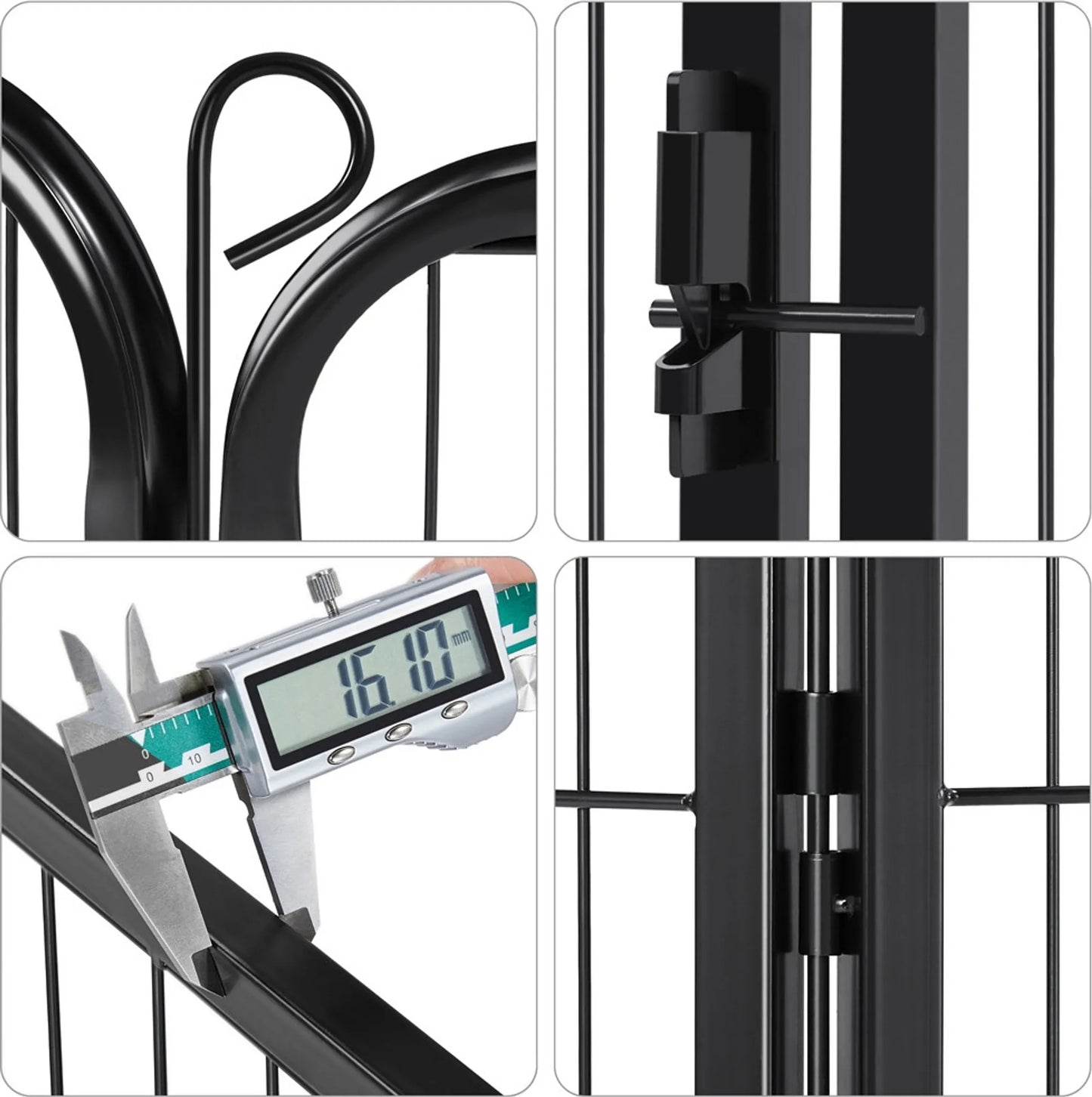 Yaheetech Parc à chiots pliable - équipé de 8 panneaux avec porte et picots au sol et revêtement hydrofuge - pour chiots, lapins et petits animaux - métal noir - 80 x 60 cm