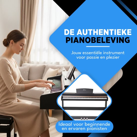 Finesse Digital Piano - 88 touches lestées - avec cadre, pédales et tabouret - Piano à clavier - Piano électrique - adulte et enfant