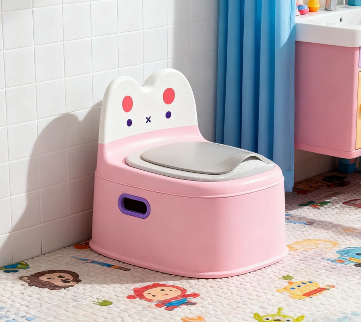 Rehausseur de toilettes pour bébé « Lapin » - PVC - Rose