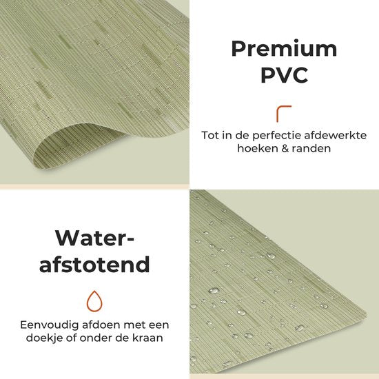 Sets de table Castagnola - Sets de table en plastique - Sous-verre - Sets de table en plastique et PVC - 6 pièces - 45 x 30 cm - Vert