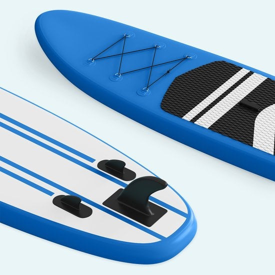 LifeGoods SUP Board - Planche à pagaie gonflable - Ensemble complet - Max. 135KG - 320x81cm - Bleu