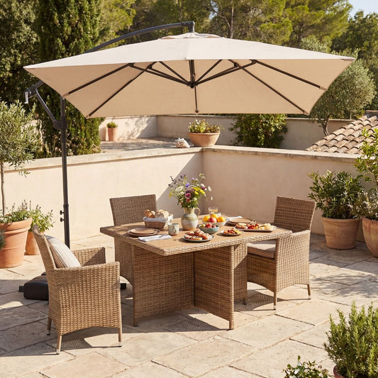 Parasol suspendu carré Coast - pivotant à 360° - mécanisme à balancier - beige 250 x 250 cm