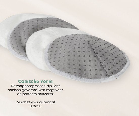 Coussinets d'allaitement Frummel - Coussinets d'allaitement lavables - Antidérapants - Réutilisables - Avec sac de transport et sac de lavage - 14 pièces - Gris/Blanc