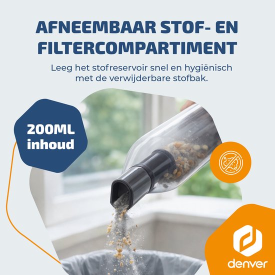 Aspirateur Denver - Aspirateur à main - Aspirateur pour voiture - Dépoussiéreur à air comprimé - 6 embouts - Aspiration et soufflage - Aspirateur de poche - Nettoyeur de poussière - HVC45