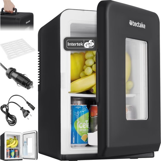 Mini-réfrigérateur de voiture tectake® - Minibar portable 14 L - Fonction 2 en 1 : refroidissement et chauffage - de 5 à 65 °C - Mini-réfrigérateur - Glacière électrique - Alimentation 12 V + 220/240 V - Réfrigérateur de camping portable