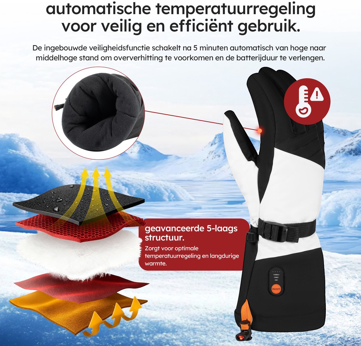 Gants chauffants Saaf 2.0 Blanc Taille XS