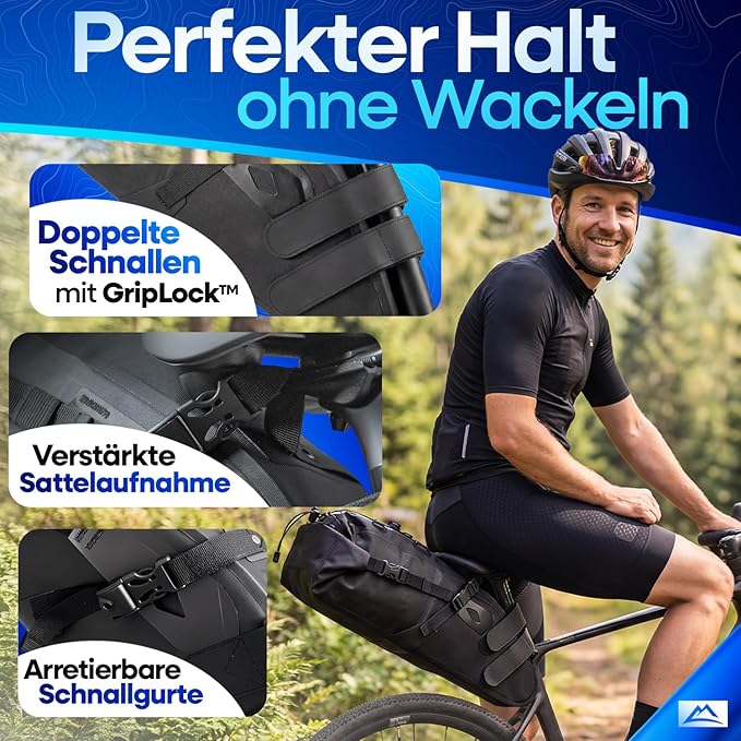Sacoche de selle Nextcover Bikepacking 12 L - AquaShield TPU - Imperméable - Noir
