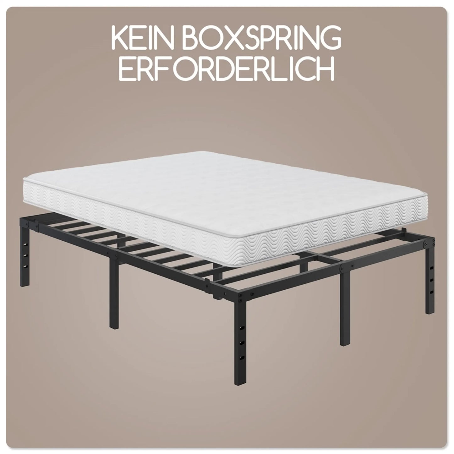 Yaheetech Cadre de lit noir - métal Lit 140 x 200 cm - 37,5 cm Espace de rangement