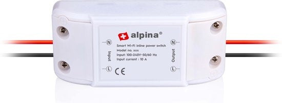 alpina Smart Home - Interrupteur intelligent - 230V/10A - Montage dans le câble - Programmation - alpina Smart Home App - Google Home - Amazon Alexa