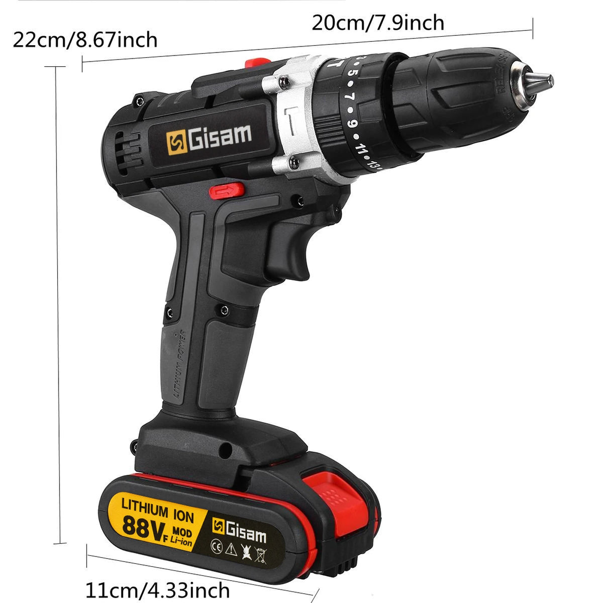 Perceuse sans fil Gisam 21 V - Visseuse sans fil avec fonction percussion