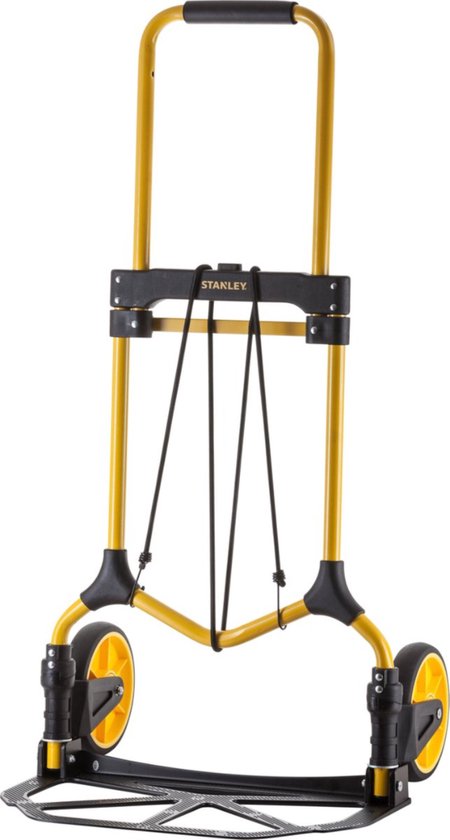 Stanley Foldable Hand Trolley SXWTD-FT580 - Max. 70KG - 41 x 40 x 102 CM - Aluminium - Cordon élastique inclus - Noir/Jaune