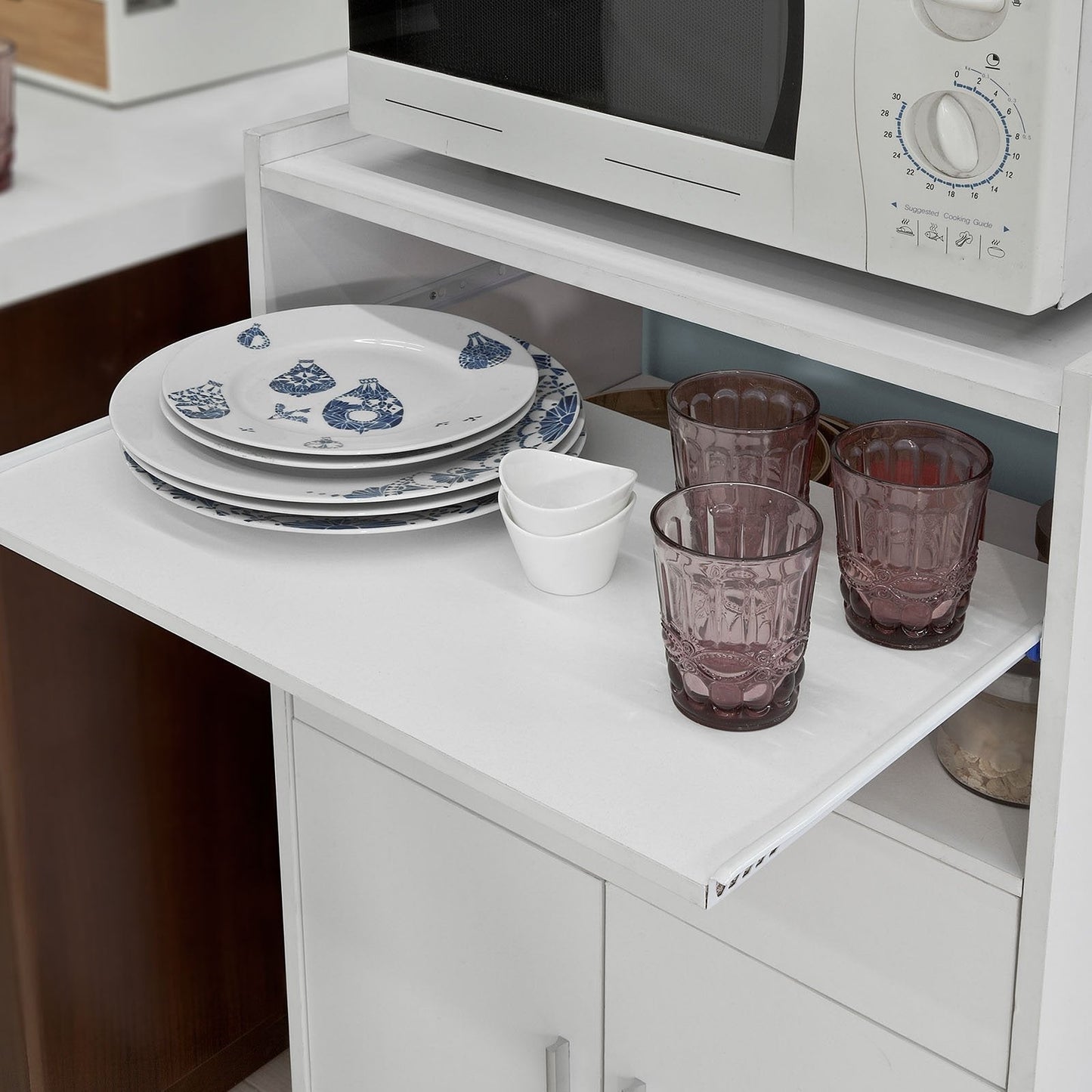 Meuble de cuisine à roulettes, SoBuy FSB09-W, Tiroir 2 portes et étagères, Blanc, 59x92x40 cm